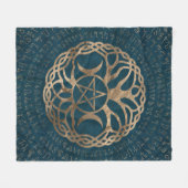 Triple Moon Goddess met pentagram Fleece Deken (Voorkant (Horizontaal))