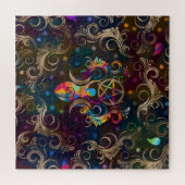 Triple Moon Goddess met pentagram ornament Legpuzzel (Horizontaal)