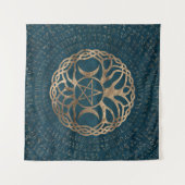 Triple Moon Goddess met pentagram Wandkleed (Voorkant (horizontaal))