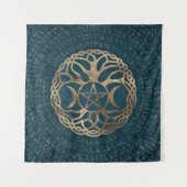 Triple Moon Goddess met pentagram Wandkleed (Voorkant)