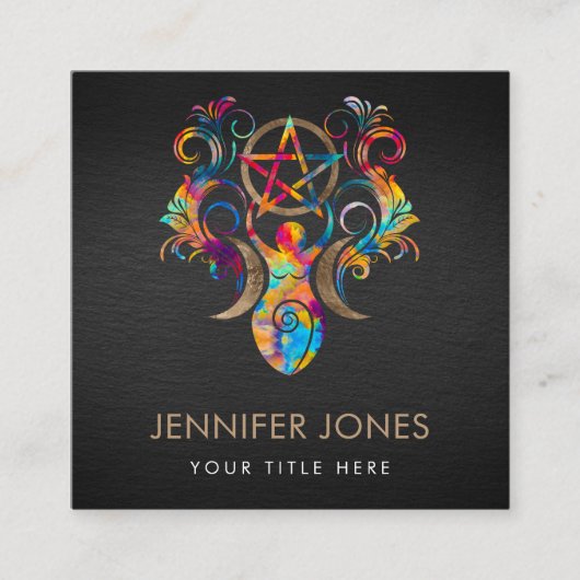 Triple Moon Goddess Ornament Vierkante Visitekaartje (Voorkant)