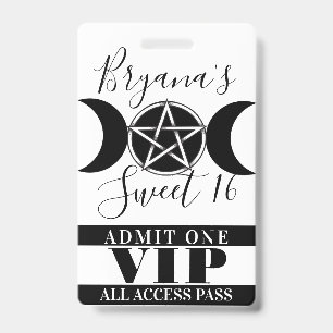 Triple Moon Goddess Pentagram Magie Feest VIP Pas Badge