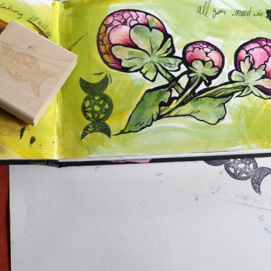 Triple Moon Goddess Pentagram Rubberstempel