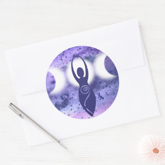 "Triple Moon Goddess" Ronde Sticker (Envelop)