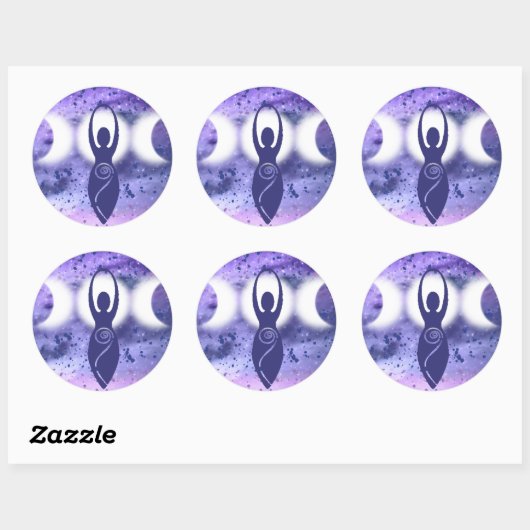 "Triple Moon Goddess" Ronde Sticker (Vel)