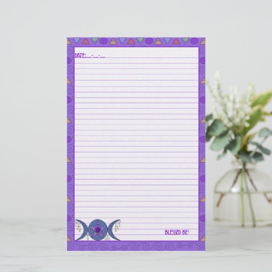 Triple Moon Goddess Symbol Briefpapier (Staand voorkant)
