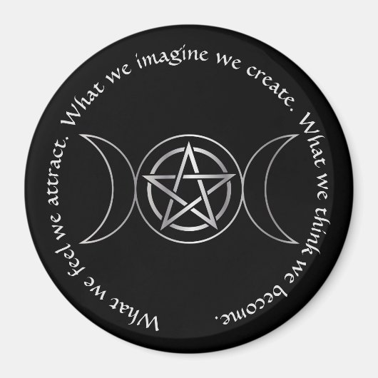 Triple Moon Goddess Wicca Pentacle Magneet (Voorkant)