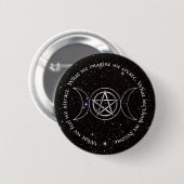 Triple Moon Goddess Wicca Pentacle Ronde Button 5,7 Cm (Voorkant /achterkant)