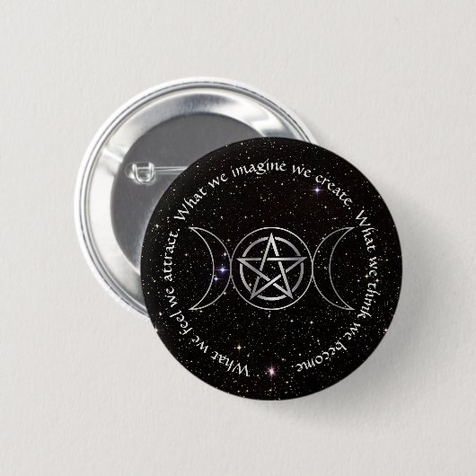 Triple Moon Goddess Wicca Pentacle Ronde Button 5,7 Cm (Voorkant /achterkant)