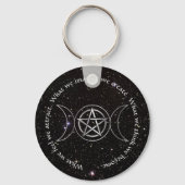 Triple Moon Goddess Wicca Pentacle Sleutelhanger (Voorkant)