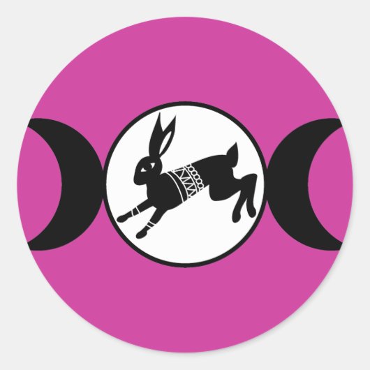 Triple Moon Hare Ronde Sticker (Voorkant)