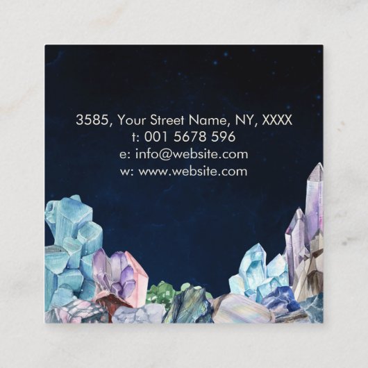 Triple Moon - Healing Crystals Nebula Sky Vierkante Visitekaartje (Achterkant)