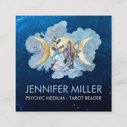Triple Moon - Healing Crystals Nebula Sky Vierkante Visitekaartje (Voorkant)
