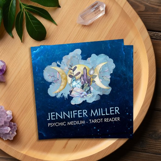 Triple Moon - Healing Crystals Nebula Sky Vierkante Visitekaartje
