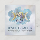 Triple Moon - Healing Crystals op parels Vierkante Visitekaartje (Voorkant)
