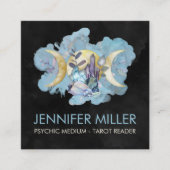 Triple Moon - Healing Crystals Waterverf Square Vierkante Visitekaartje (Voorkant)
