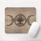 Triple Moon met pentagram en levensboom Muismat (Met muis)