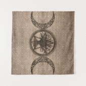 Triple Moon met pentagram en levensboom Wandkleed (Voorkant (horizontaal))