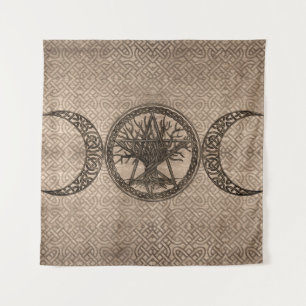 Triple Moon met pentagram en levensboom Wandkleed