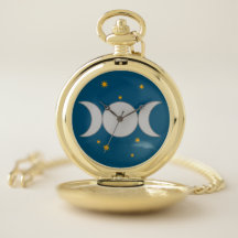 Triple Moon met Stars Pocket Watch