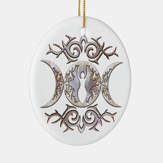 Triple Moon Moonstone Goddess Keramisch Ornament (Rechts)