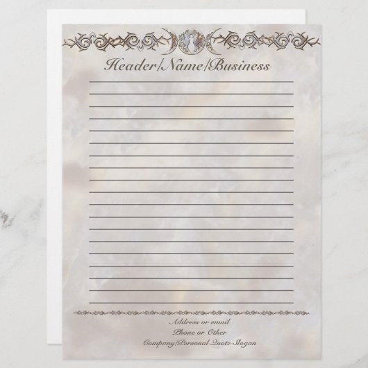 Triple Moon Moonstone Goddess Lined Briefhoofd Sjabloon (Voorkant / Achterkant)