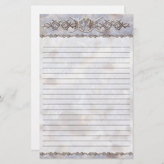 Triple Moon Moonstone Goddess Lined Briefpapier (Voorkant / Achterkant)