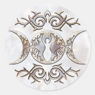 Triple Moon Moonstone Goddess Ronde Sticker
