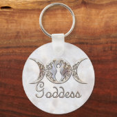 Triple Moon Moonstone Goddess Sleutelhanger (Voorkant)