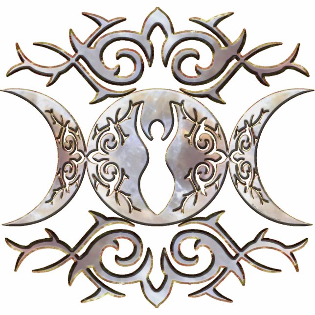 Triple Moon Moonstone Goddess Staand Fotobeeldje (Voorkant)