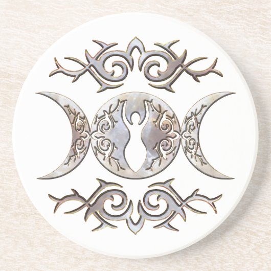 Triple Moon Moonstone Goddess Zandsteen Onderzetter (Voorkant)