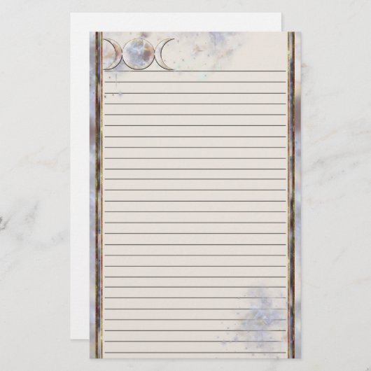 Triple Moon Moonstone Lined Briefpapier (Voorkant / Achterkant)