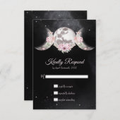 Triple Moon Night Sky Dark Boho Handfasting RSVP Kaartje (Voorkant / Achterkant)