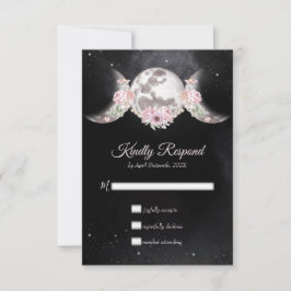 Triple Moon Night Sky Dark Boho Handfasting RSVP Kaartje