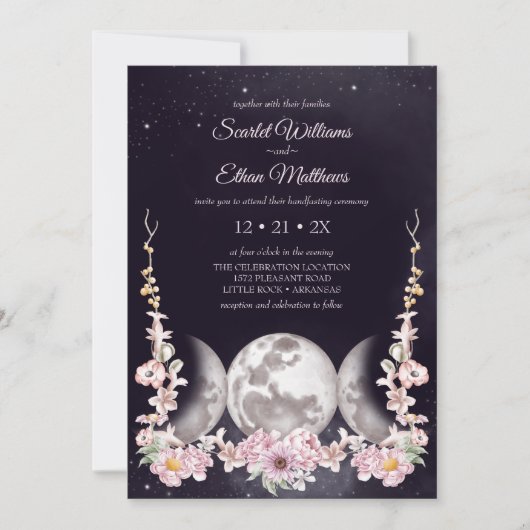 Triple Moon Paars Night Sky Wicca Handfasting Kaart (Voorkant)