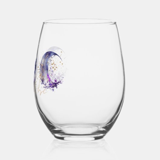 Triple Moon Paarse en gouden wijndroogtrommel Wijnglas Zonder Voet (Links)