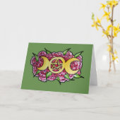 Triple Moon Pagan Art Kaart (Gele Bloem)