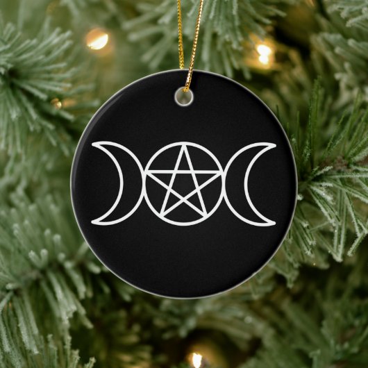 Triple Moon Pentagram Keramisch Ornament (Boom)