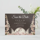 Triple Moon Phase Boho Floral Handfasting Save The Date (Staand voorkant)