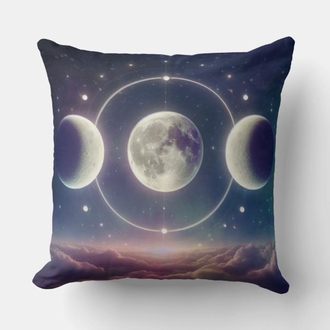 Triple Moon Phases  – Celestial Lunar Throw Pillow Kussen (Voorkant)
