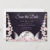 Triple Moon Pink & Paarse Floral Handfasting Save The Date (Voorkant)