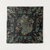 Triple Moon Shimmering Blauwgroen Wandkleed (Voorkant (horizontaal))