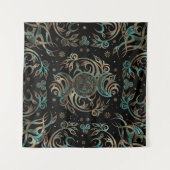 Triple Moon Shimmering Blauwgroen Wandkleed (Voorkant)