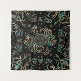 Triple Moon Shimmering Blauwgroen Wandkleed