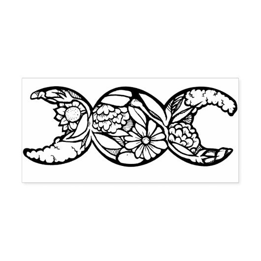 Triple Moon Symbol Bloom Rubberstempel (Afrduk)