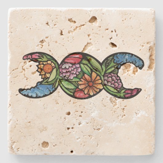 Triple Moon Symbol Bloom Stenen Onderzetter (Voorkant)