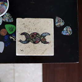 Triple Moon Symbol Bloom Stenen Onderzetter