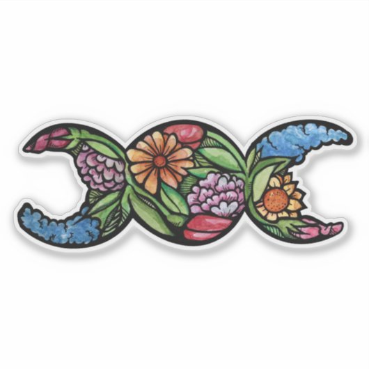 Triple Moon symbool groene heks Sticker (Voorkant)