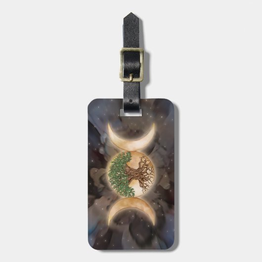 Triple Moon tree of life Bagagelabel (Voorkant verticaal)