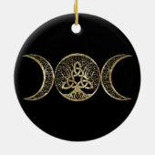 Triple Moon Tree of Life Triquetra Keramisch Ornament (Achterkant)